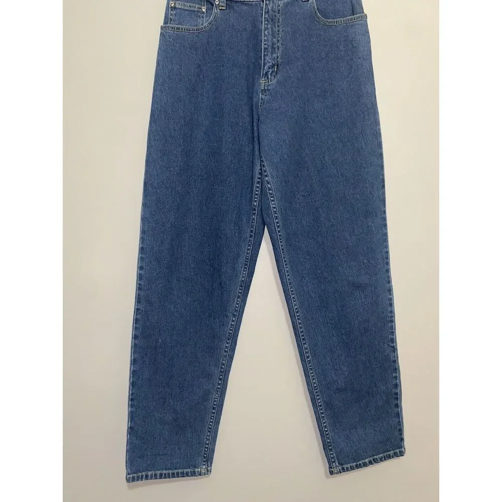 LL Bean Womens High Rise Tapered Leg Jean Classic Mom Jeans Blue Comfort Size 12 - Picture 5 of 15